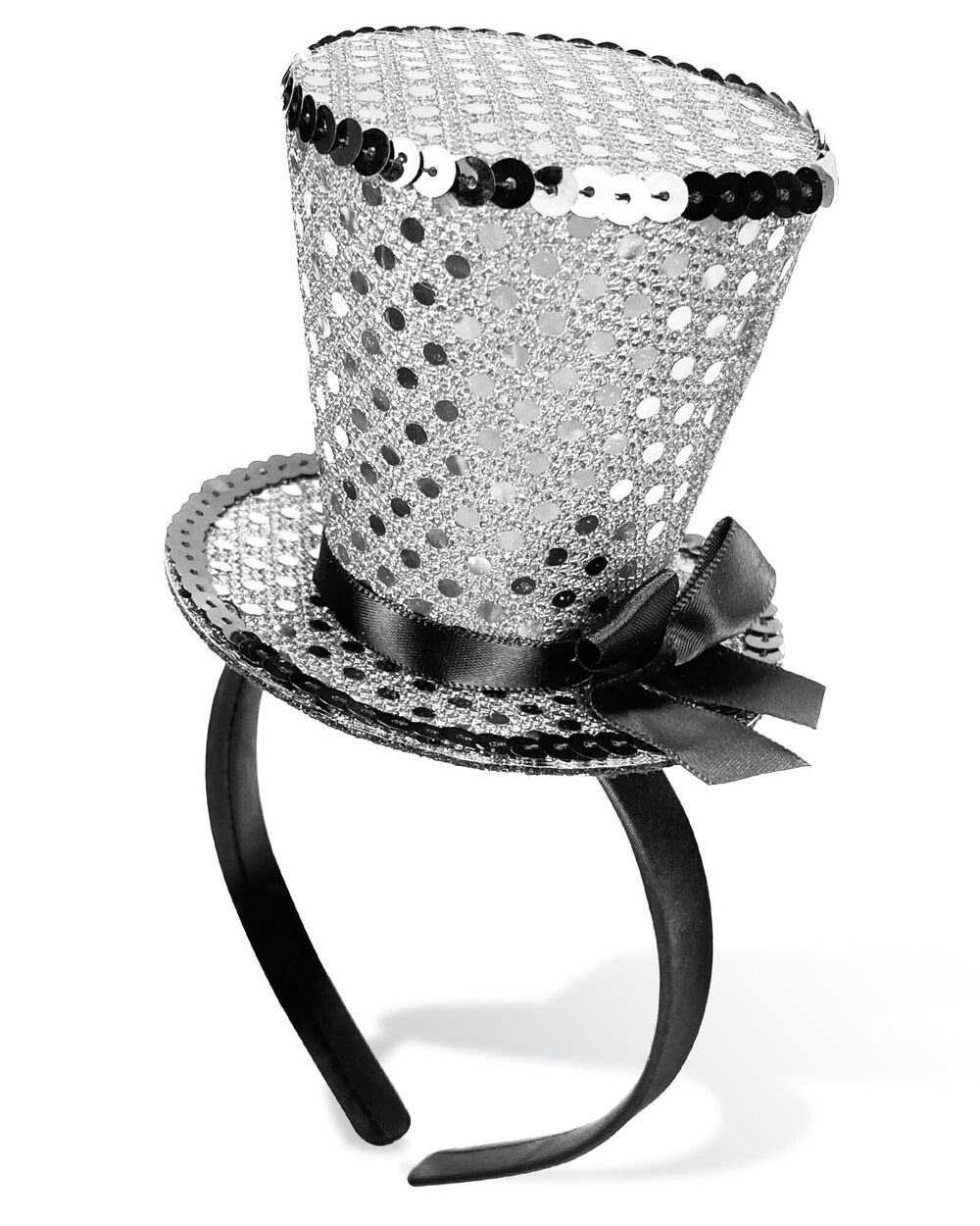 9411 Silver Mini Top Hat Headband Fascinator Tea Party Hats